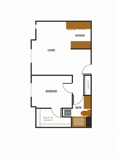 a floor plan of an apartment with a bedroom and a living room
